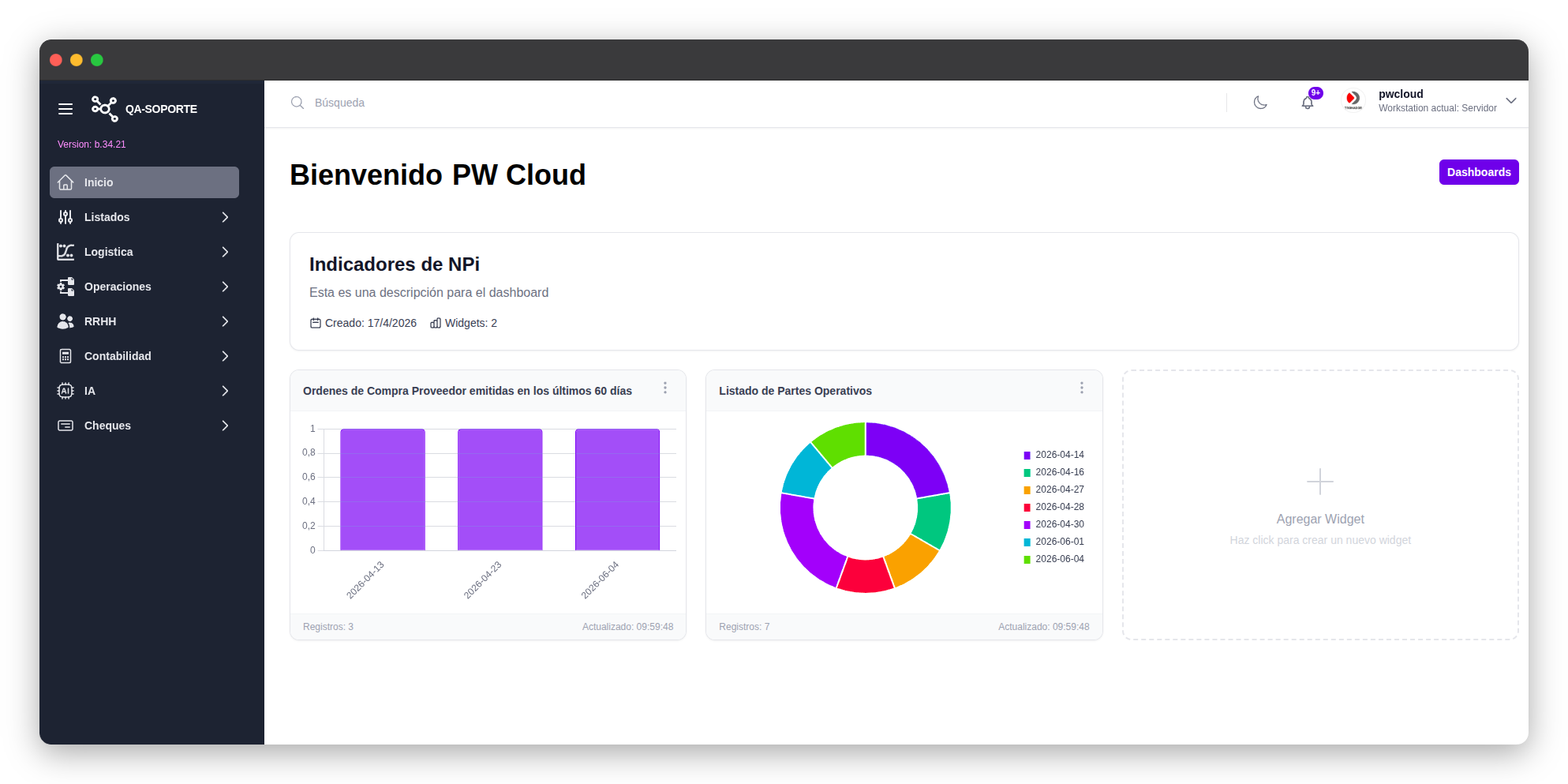 Captura de pantalla de PWCloud